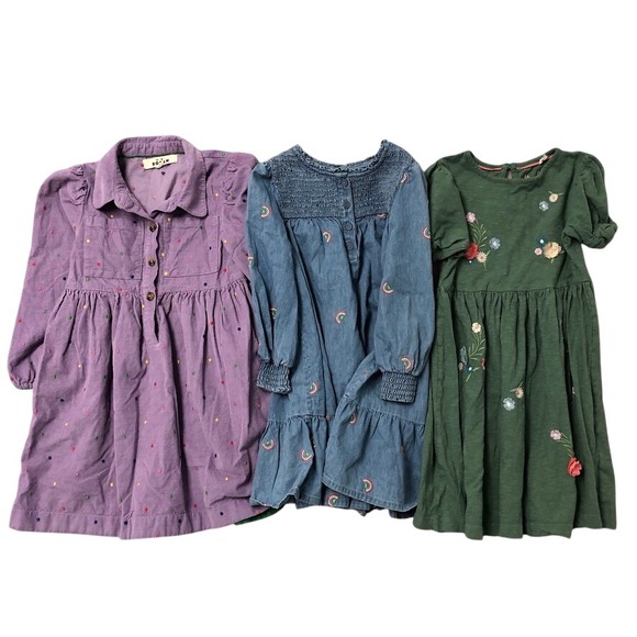 Mini Boden Other - Mini Boden Dress Lot Girls 5-7Y Kids Purple Green Blue Floral Rainbow Polka Dot